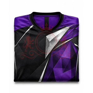 Camiseta de Fútbol Geométrica Morada y Negra para Hombre, Manga Corta, Cuello en V, Poliéster que Absorbe la Humedad, Ajuste Atlético, para Todas las Temporadas - Product Image 4