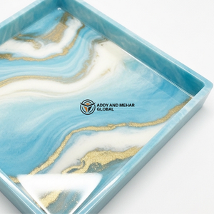 ถาดลายหินอ่อนสีน้ำเงินเข้ม – ถาดเรซิ่นทรงสี่เหลี่ยมทำมือสำหรับวางของและจัดระเบียบ - Product Image 5