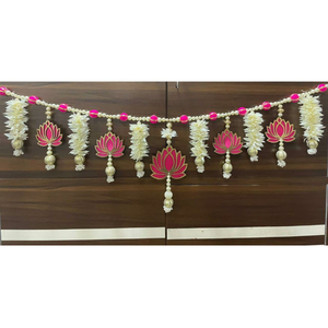 Guirnalda de Flores de Loto Rosa, Adorno para Puerta, Hecho a Mano, Guirnalda Artificial de Mogra para Diwali, Boda India, Pooja, Decoración del Hogar - Product Image 4