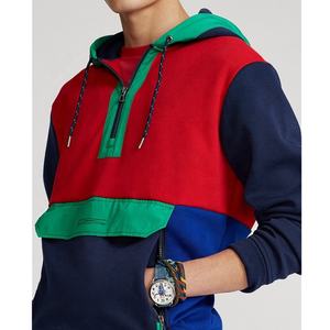 Sudadera con capucha de lana de talla grande personalizada para hombre, ropa de calle de retazos de manga larga, estilo Hip Hop en relieve, Sudadera con capucha de marca de retazos - Product Image 2