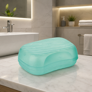 Plastic Soap Tray with Lid Bathroom Soap Dish Holder Ribbed <b>Bath</b> Accessory - Product Image 1