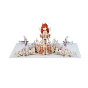 Carte de vœux 3D personnalisée avec ange, pour première communion, invitation de baptême, carte de baptême, cadeau de bénédiction religieuse - Product Image 2