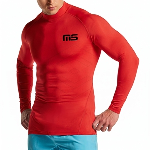 Custom Logo Men's Long Sleeve <b>Compression</b> Rash Guard Quick Dry Front Logo Gray Full Sleeve Sport Top - Product Image 2