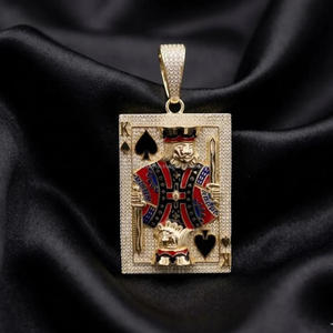 Colgante de Carta del Rey Colorido con Diamante Moissanita, Plata de Ley 925, Joyería de Lujo Personalizada Estilo Hip Hop - Product Image 5