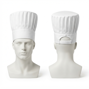 Gorro de Chef Blanco Premium 65/35 Polialgodón Twill 200 GSM con Diseño Plegado, Ajustable y con Logotipo Personalizado - Product Image 1