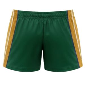 Unisex Green Gold Sublimated Netball Shorts Polyester <b>Athletic</b> Team Sports Wear Lightweight Training Match Clothing - Product Image 2