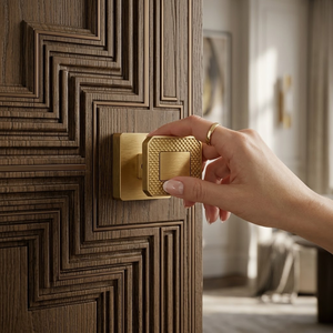 Premium Square Brass <b>Door</b> <b>Handle</b> Knob with Textured Design | <b>Modern</b> Luxury Main <b>Door</b> Hardware for Home Office Cabinet Use - Product Image 3