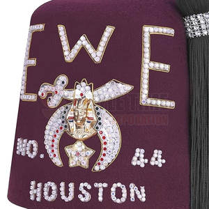 Gorro Fez Masónico Profesional para Funciones de Logia, Gorro Fez Masónico Rojo Tradicional con Bordado - Product Image 3