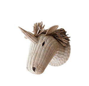 Ornement mural tête de cheval pour chambre d'enfant moderne, en rotin, décoration écologique pour enfants, artisanat équestre en osier. - Product Image 3