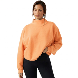 Pull à col roulé oversize pour femme, manches longues, tricoté, couleur unie, pour l'automne, respirant, en coton et bambou, col montant - Product Image 4