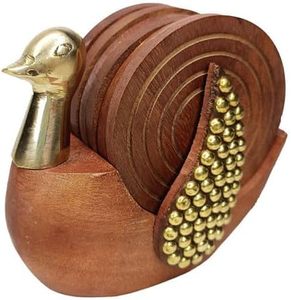 Sous-verres en bois de style bohème, faits à la main, écologiques, non toxiques et lavables, forme/taille réglables, épaisseur 10 mm - Product Image 4