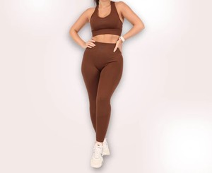 Highly Professional Women,s Slim Fit Workout Sportswear 2-Piece Set Includes High Waist Leggie Bra Plus Size Crystal Stitch - Product Image 3