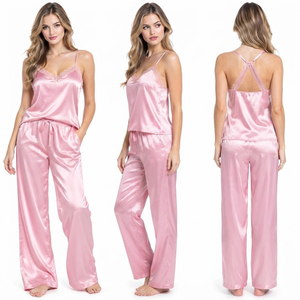<b>Silk</b> <b>Trousers</b> <b>Women's</b> Soft Breathable Drawstring Waist Lounge Wear Pajama Pants Summer Style Night Wear Satin <b>Trousers</b> - Product Image 5
