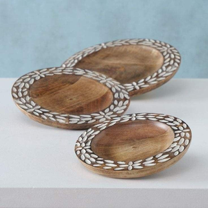 ถาดเสิร์ฟอาหารเช้า ผลไม้ กาแฟ ชา ลายไม้และมุก ดีไซน์ล่าสุด ขายส่ง ราคาดี - Product Image 3