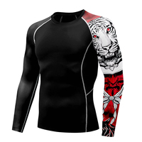 T-shirt de compression personnalisé pour homme, motif aigle drapeau américain, manches longues, Rash Guard, pour gym, fitness, course à pied, sportswear