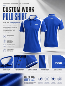 Blue White Color Block <b>Men's</b> <b>for</b> <b>Shirt</b> Short Sleeve Quick Dry Breathable Custom Logo Casual Workwear Team Top 100% Cotton Made - Product Image 4