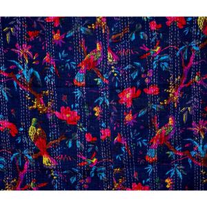 Couvre-lits Kantha vintage faits main 100% coton, brodés, imprimé oiseaux, artisanat pour adultes, pour la maison et l'hôtellerie, prix de gros - Product Image 2