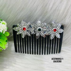 ALANKEET CREATION LLP AC37B0052 Peineta para el Cabello de Aleación de Zinc Chapada en Oro y Plata con Diseño Geométrico de Flor de 8 cm, Ligera y de Alta Calidad - Product Image 2