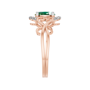 Émeraude ovale certifiée IGI, 1 carat, design spirale vintage en or 14 carats, cadeau classique pour mariage, fiançailles ou fête - Product Image 2