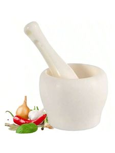 High Strength Marble Mortar And Pestle Bowl For Crushing <b>Grinding</b> Herbs Spices And Making Fresh <b>Pastes</b> - Product Image 2