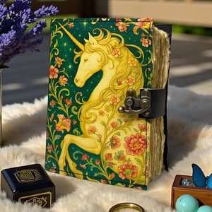 200 <b>Sheets</b> Unicorn <b>Leather</b> Grimoire Vintage Water Color Witchcraft Spell Book for Wiccan Pagan Journal Herb Heritage <b>Leather</b> - Product Image 3