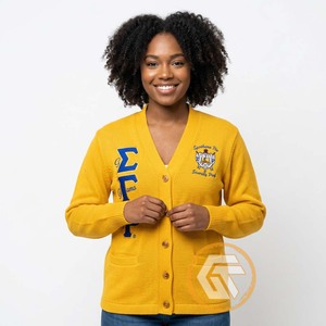 Sigma Gamma Rho personnalisé, cardigan brodé en acrylique, vêtements grecs de haute qualité, pulls et cardigans respirants pour femmes - Product Image 1