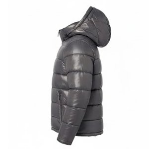 Nouvelle veste matelassée grise brillante pour homme, design personnalisé très demandé, de haute qualité, respirante, à capuche, tendance - Product Image 3