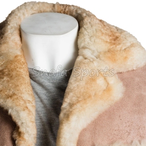 Veste mi-longue en cuir pour homme avec col en fourrure de mouton, manteau trench décontracté en cuir véritable, veste longue en cuir tendance pour l'hiver - Product Image 3