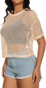 T-shirts en résille sexy pour femmes, personnalisables, transparents, à manches courtes, pour l'été, la plage, le streetwear, respirants - Product Image 2