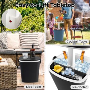 Portable 3-in-1 <b>Cooler</b> Bar <b>Table</b> with Lift Top Lid and Bottle Opener for Camping and Poolside Use - Product Image 5