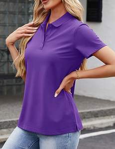 T-shirt polo pour femme 100% coton, col polo, décontracté, coton et polyester, anti-boulochage et respirant, impression numérique. - Product Image 4