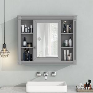 Moderno Armadietto da Bagno a Parete 35 X 28 con Specchio per Mensole del Bagno - Product Image 1