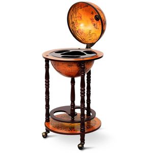 16th Century Wood Globe Inspired Wine <b>Rack</b> Elegant Wine <b>Bar</b> Stand - Product Image 2