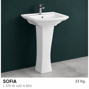 Lavabo sur pied de style farmhouse, rectangulaire, à trou unique, avec poignée à levier, traditionnel, capacité 12L, finition chromée, garantie 5 ans, à poser au sol - Product Image 4