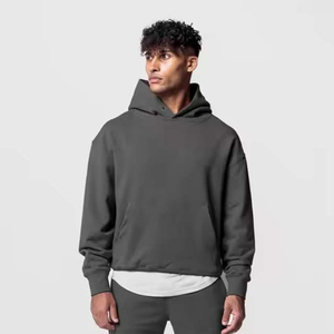 Sudadera con capucha de color sólido para hombre, corte regular, algodón French Terry, informal, con bolsillo, para otoño. - Product Image 5