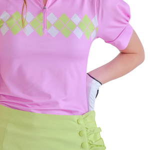 Polo de golf décontracté pour filles en polyester/coton, tissu technique bi-extensible, tricoté, avec fermeture éclair latérale brodée, personnalisable, vente en gros - Product Image 4