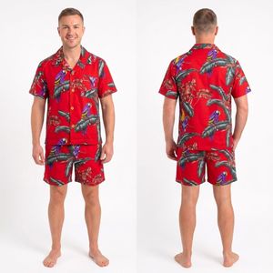 Ensemble chemise et short hawaïen en tissu éponge à sublimation florale tropicale, léger, séchage rapide, tenue de plage estivale pour homme, décontracté, resort - Product Image 1