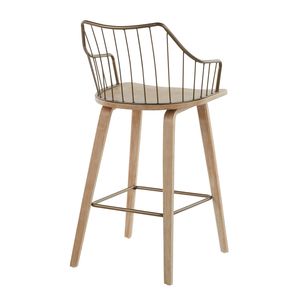 Winston Farmhouse Counter <b>Stool</b> White Washed Wood and <b>Antique</b> Copper Metal Stylish <b>Stools</b> & Ottomans - Product Image 3