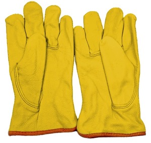 Guantes de Trabajo de Cuero Blancos con Ribete Naranja, Unisex, para Uso en Exteriores, Protección para Todas las Estaciones - Product Image 6