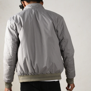 Chaqueta Bomber Gris para Hombre, con Capucha, Cierre de Cremallera, Cuello Redondo, Informal, Ligera, Resistente al Viento, de Nailon, para Primavera - Product Image 3