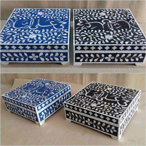 Boîte à bijoux en bois faite à la main de luxe exquis Technique de coulée Ange Résine Nacre Mosaïque Coquille Placage Tiroir Compartiments - Product Image 1