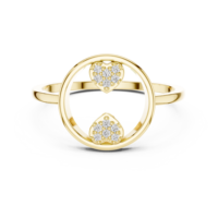 Bague de fiançailles élégante en or jaune avec diamant de laboratoire en forme de cœur ouvert |   Bague de promesse minimaliste moderne pour femme, cadeau
