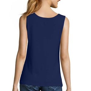Custom Women Sleeveless Tank <b>Top</b> <b>Navy</b> Blue Loose Fit Casual Summer Shirt OEM Private Label Ladies Basic Vest <b>Top</b> - Product Image 2