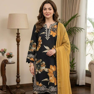 Ensemble élégant Kurti et Palazzo en mousseline avec dentelle fantaisie et dupatta doux – Tenue ethnique confortable pour femme - Product Image 1