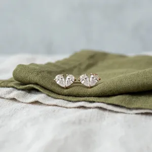 pear Cut Diamond Heart Shape <b>Stud</b> <b>Earrings</b> Women's Romantic Everyday Wear <b>Fine</b> Jewelry - Product Image 5