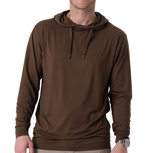 Camiseta de Punto con Capucha para Hombre, Color Marrón, Manga Larga, Corte Regular, Estilo Casual, Color Sólido - Product Image 2