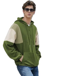 Sweat-shirt à capuche surdimensionné pour homme en polaire, avec blocs de couleur et manches raglan, décontracté pour l'automne - Product Image 6