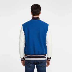 Veste universitaire vintage personnalisée avec corps en laine noire et manches en cuir véritable doré, style bomber inspiré du football - Product Image 5