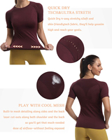 T-shirt de compression actif pour femme, coupe ajustée, respirant, séchage rapide, tissu extensible, vêtements de sport et fitness, vente en gros 2026