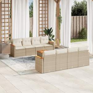 Conjunto de Sofás Modulares Grandes de Ratán Sintético PE Beige para Jardín, Muebles Modulares Cómodos para Exteriores - Product Image 1